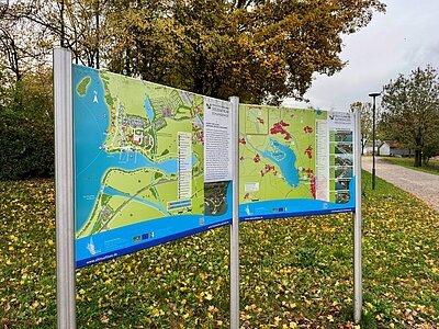 Mit LEADER geförderte Infotafeln am Altmühlsee.
